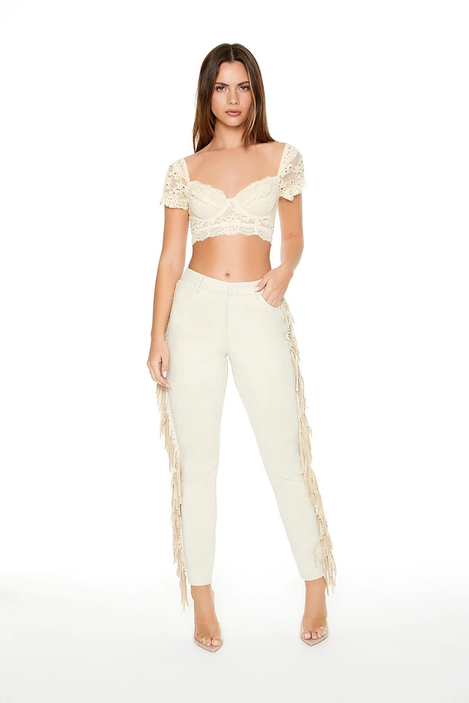 Faux Suede Fringe Bootcut Pant