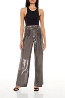 Metallic High Rise Wide Leg Pant