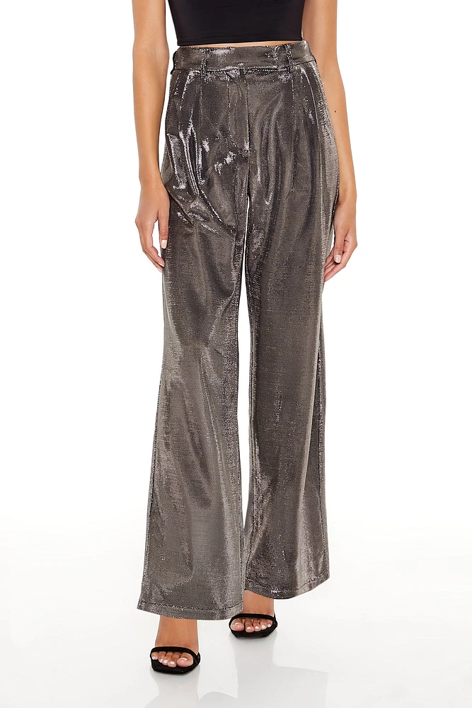 Metallic High Rise Wide Leg Pant