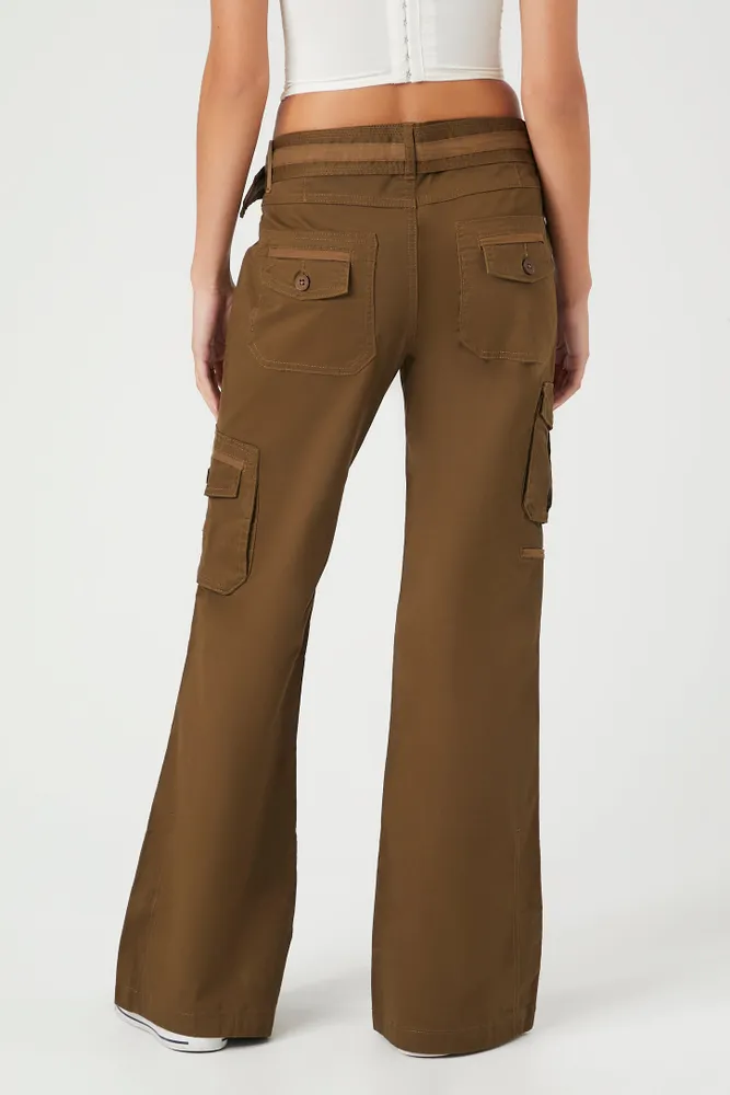 Twill Low Rise Cargo Flare Pant