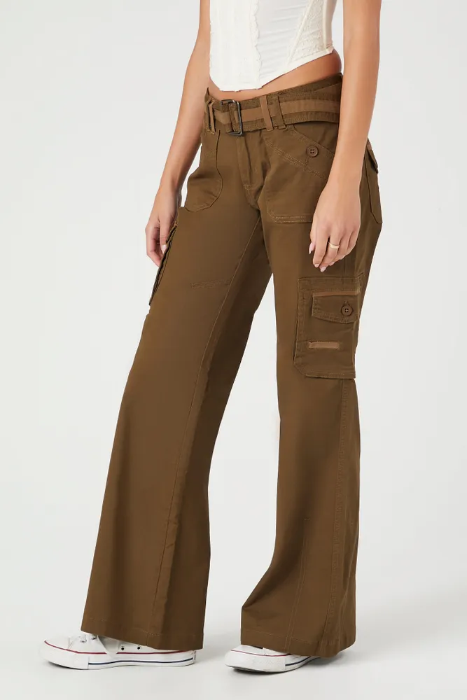 Twill Low Rise Cargo Flare Pant