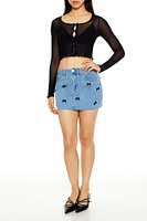 Bow Denim Mini Skirt