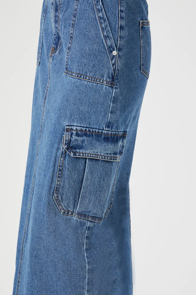 Jupe midi cargo en denim