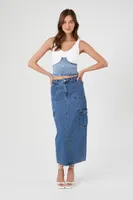 Jupe midi cargo en denim