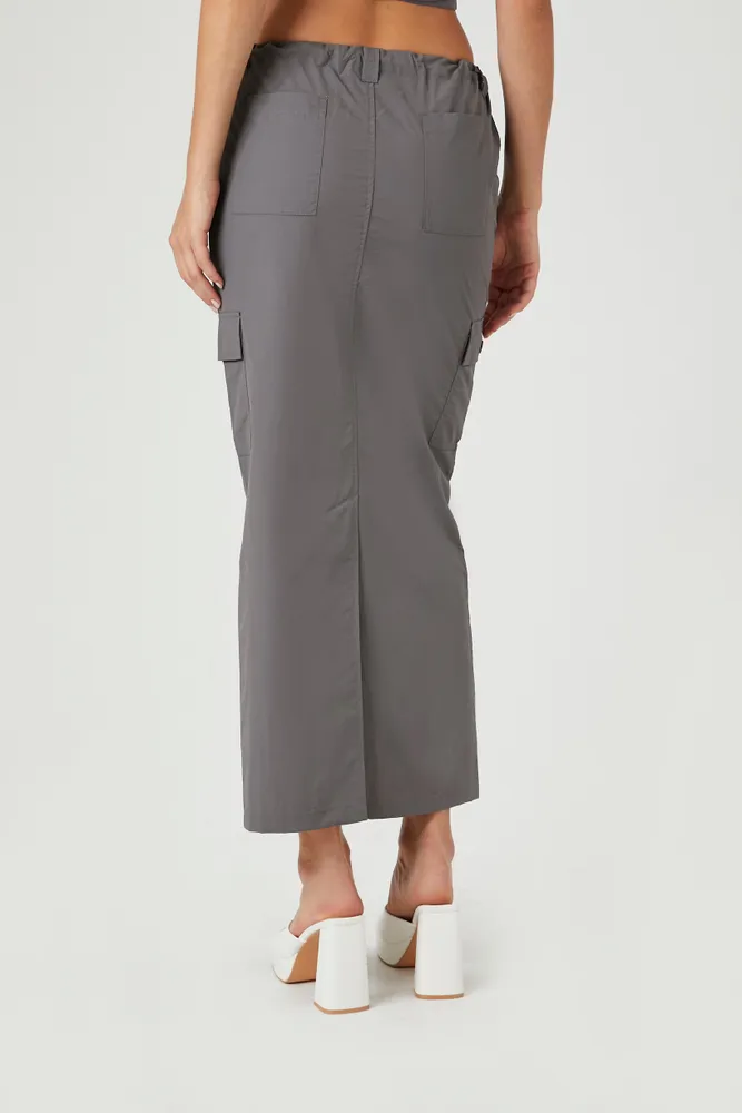 Toggle Drawstring Cargo Midi Skirt