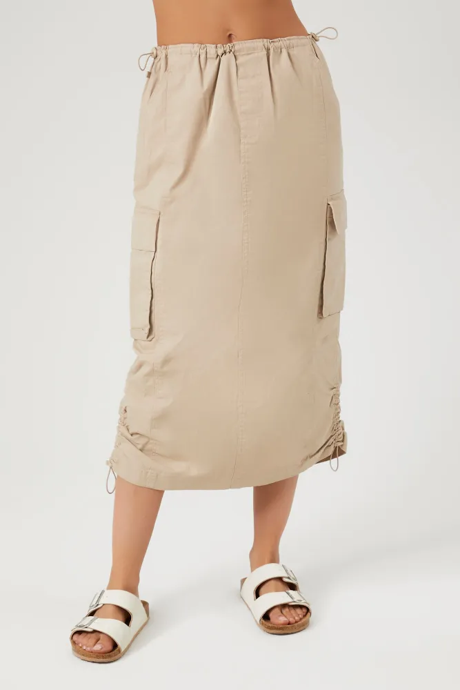 Poplin Cargo Midi Skirt