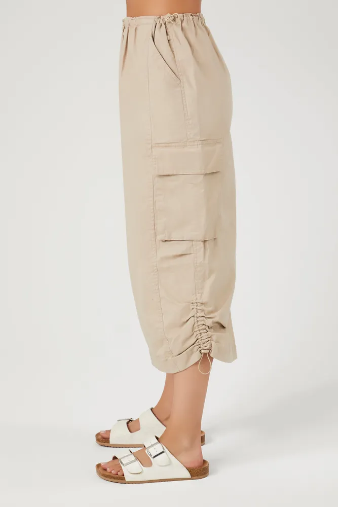 Poplin Cargo Midi Skirt