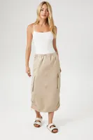 Poplin Cargo Midi Skirt