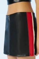 Faux Leather Striped Mini Skirt