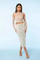 Sequin Lattice Midi Skirt