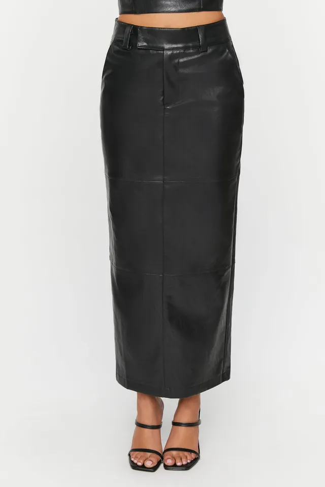 Faux-Leather Midi Skirt (7-16)