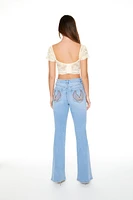 Angel Wing Embroidered Flare Jean