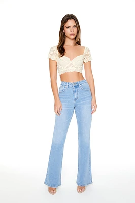 Angel Wing Embroidered Flare Jean