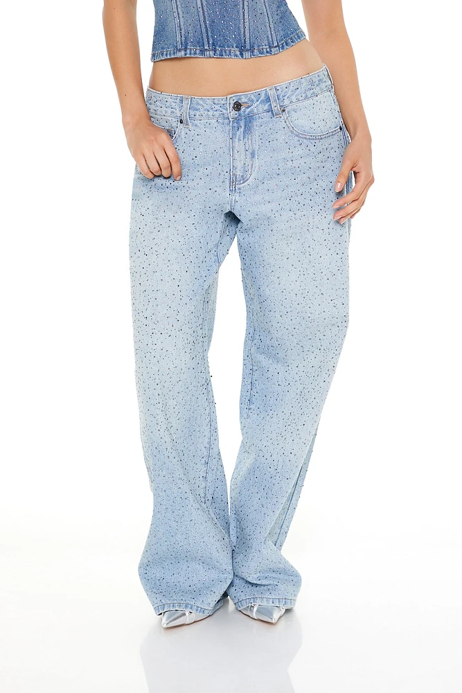 Rhinestone Low Rise Baggy Jean