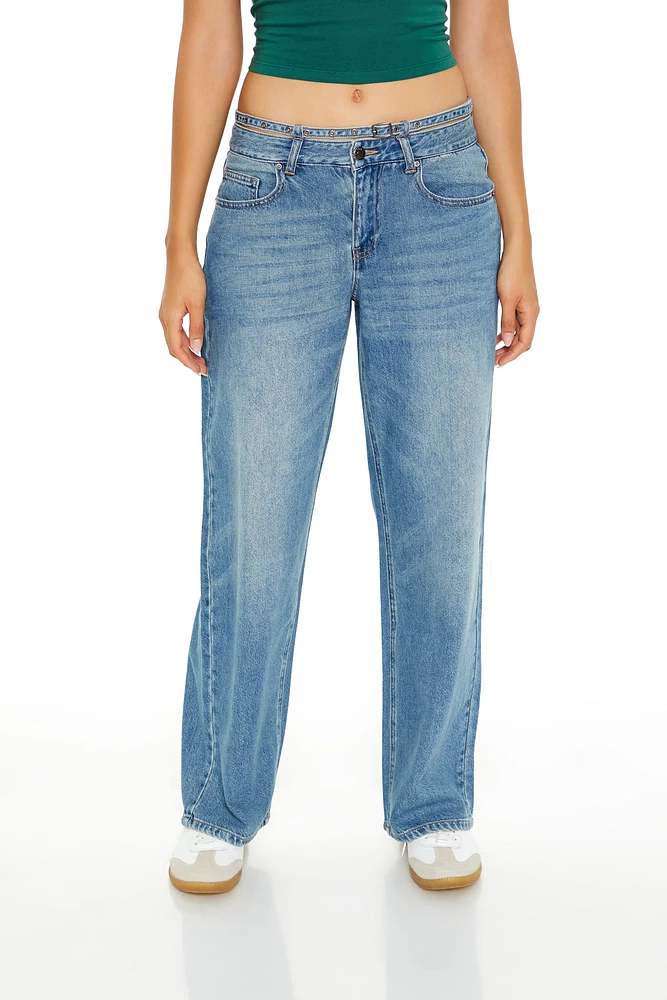 Belted Low-Rise Baggy Jeans