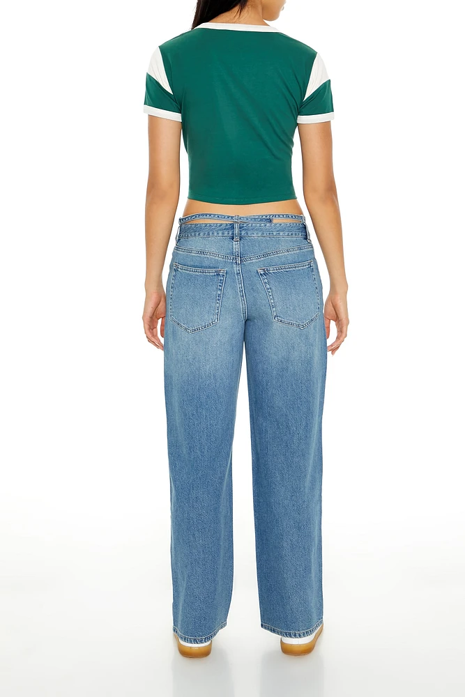 Belted Low-Rise Baggy Jeans