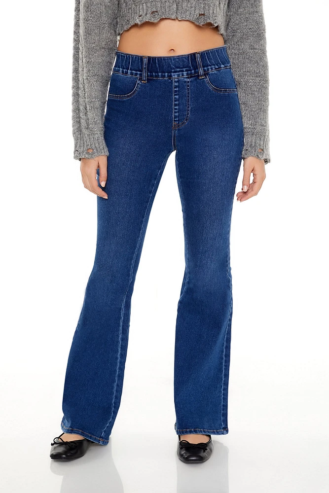 Elastic Waist High Rise Flare Jean