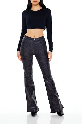 Leopard Print Mid Rise Flare Pant