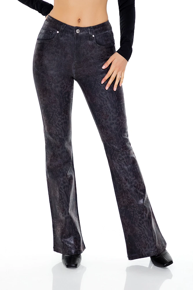 Leopard Print Mid Rise Flare Pant