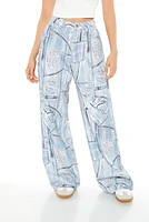 Distressed Denim Print Jean