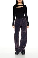 Flocked High Rise Flare Jean