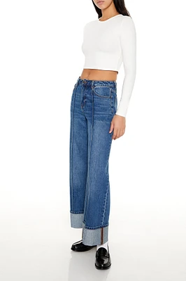 Cuffed High Rise Wide Leg Jean