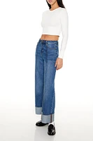 Cuffed High Rise Wide Leg Jean