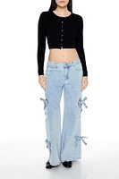 Mid Rise Wide Leg Bow Cargo Jean