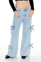 Mid Rise Wide Leg Bow Cargo Jean