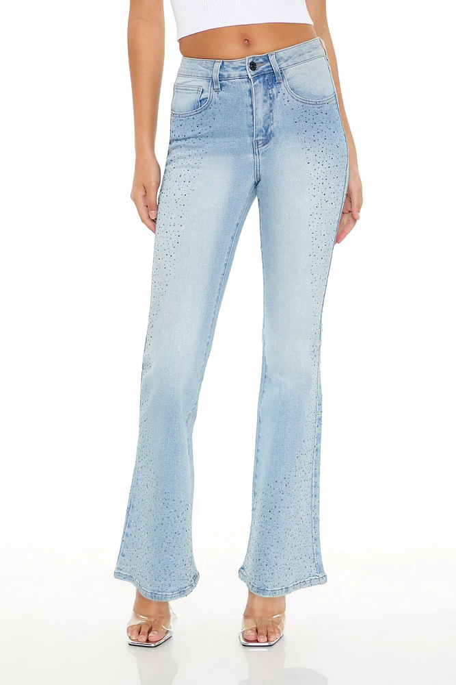 Rhinestone High Rise Flare Jean