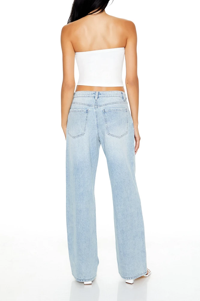 Mid-Rise Bow Baggy Jean