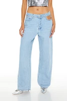 Rhinestone Trim High Rise Jean