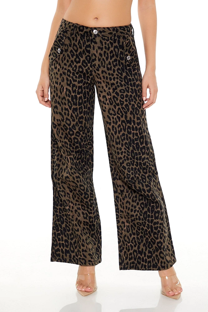 Pantalon à jambe large avec motif guépard