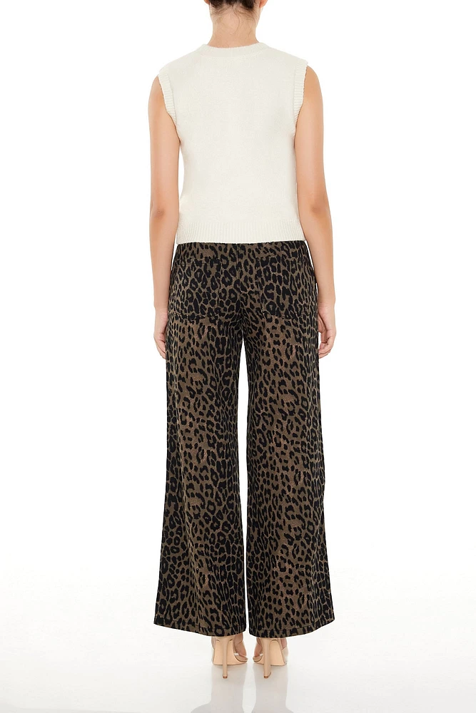 Pantalon à jambe large avec motif guépard