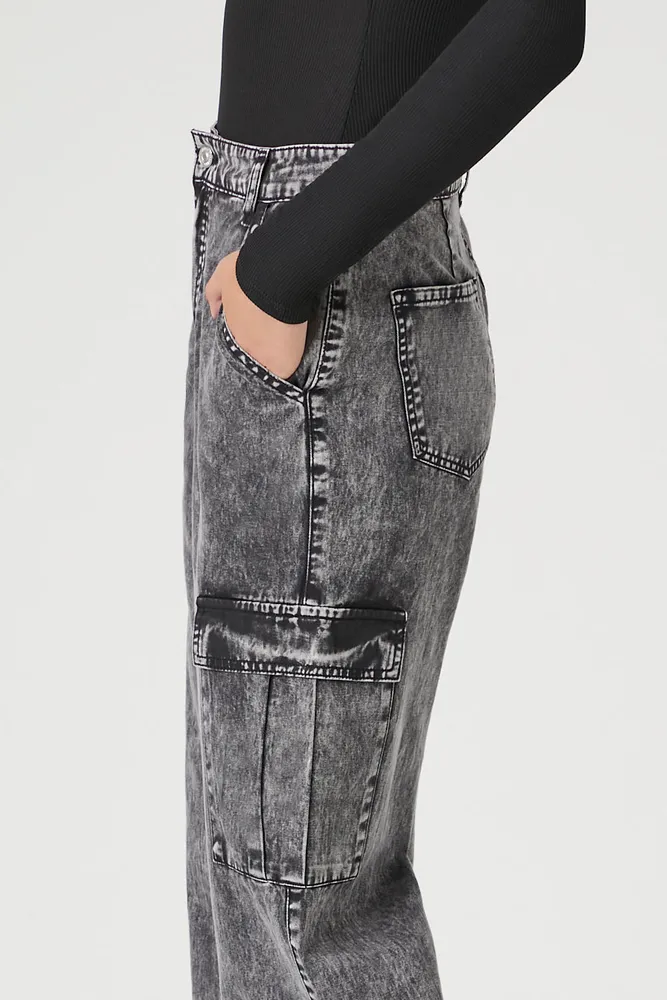 Mineral Wash Wide Leg Cargo Jean