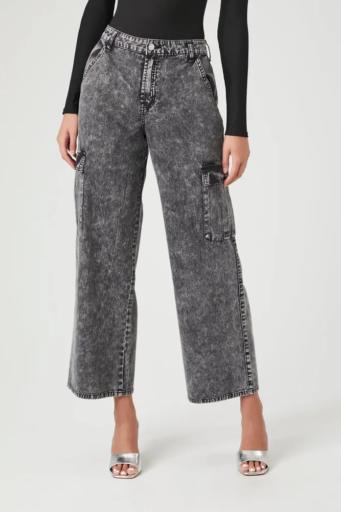 Mineral Wash Wide Leg Cargo Jean