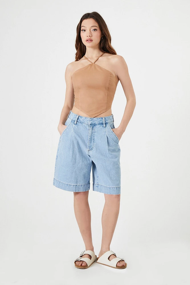 High Rise Denim Bermuda Short