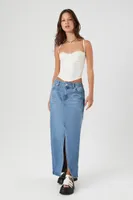 Split Denim Maxi Skirt