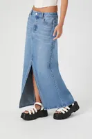 Split Denim Maxi Skirt