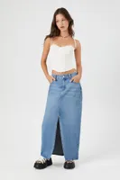 Split Denim Maxi Skirt