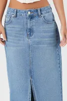 Split Denim Maxi Skirt