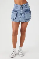 Denim Cargo Mini Skirt