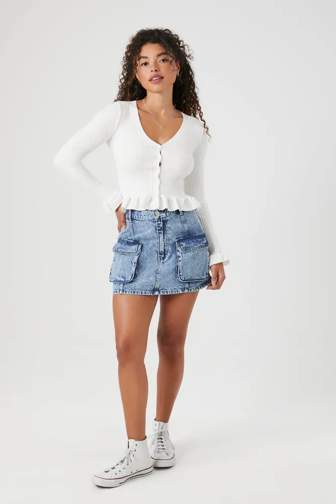 Denim Cargo Mini Skirt