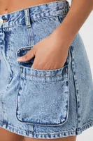 Denim Cargo Mini Skirt