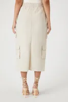 Front Zip Cargo Midi Skirt