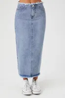 Distressed Denim Maxi Skirt