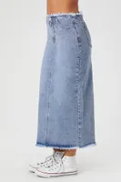 Distressed Denim Maxi Skirt