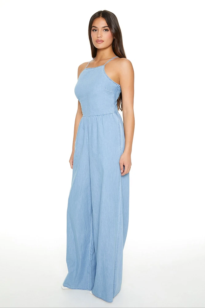 Lace Up Wide Leg Jumpsuit