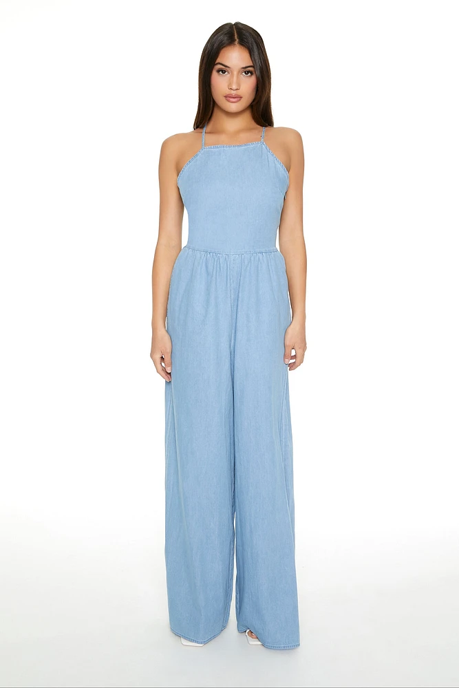 Lace Up Wide Leg Jumpsuit