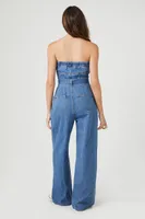 Belted Denim Tube Jumpsuit